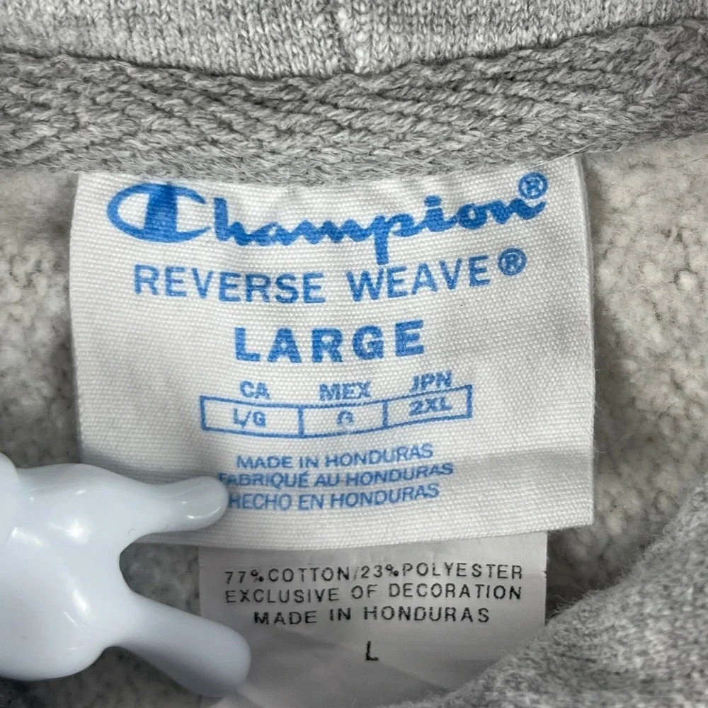 Champion Mens Large Gray Reverse Weave Hoodie Fleece Pullover Sweatshirt